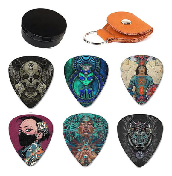 Púas De Guitarra Moscare, 12 Púas De Guitarra Con Caja De Y 0