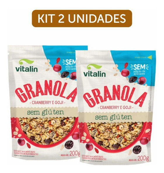 Kit 2x: Granola Cranberry E Goji Zero Açúcar Sem Glúten 0