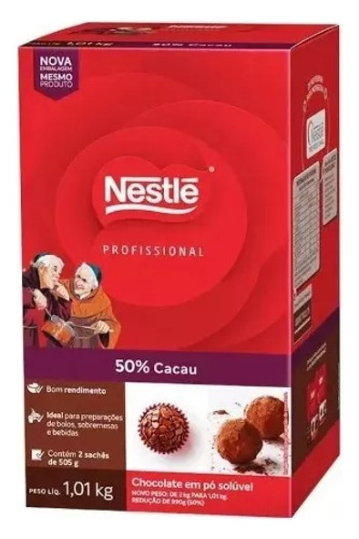 Chocolate Em Pó Solúvel 50% Cacau Dois Frades Nestlé 1,01kg 0 Chocolate Em Pó Solúvel 50% Cacau Dois Frades Nestlé 1,01kg 0