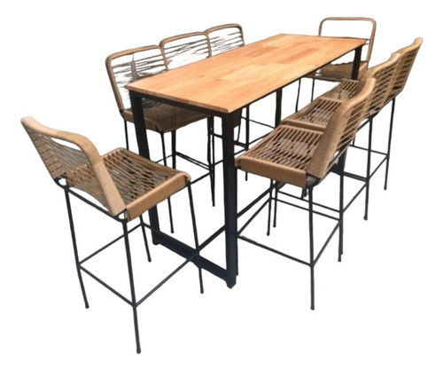 Barra Desayunador En Hierro Y Madera Estilo Industrial. 0