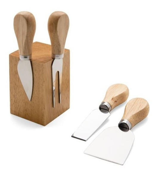 Kit Frios E Queijo Facas Suporte Magnetico Madeira 0