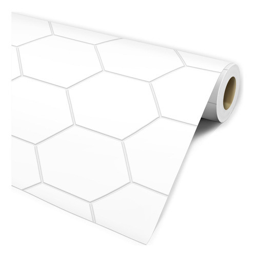 Papel De Parede Hexagonal Branco Cozinha Banheiro Lavável 0