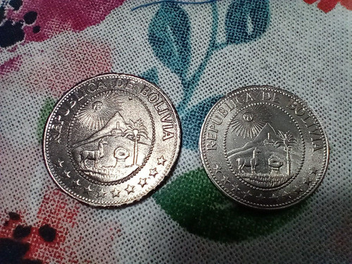 Lote 2 Monedas Antiguas De Bolivia 1