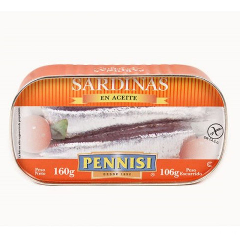 Sardinas En Aceite Pennisi Lata 160 Grs X 50 Unidades 0