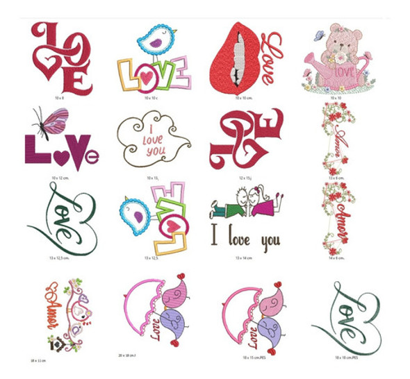 44 Matrices P/ Maquina Bordadora Love - Amor 0