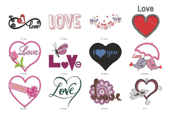 44 Matrices P/ Maquina Bordadora Love - Amor 1
