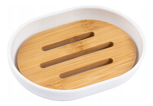 Jabonera De Plástico Y Bambú Para Baño 0