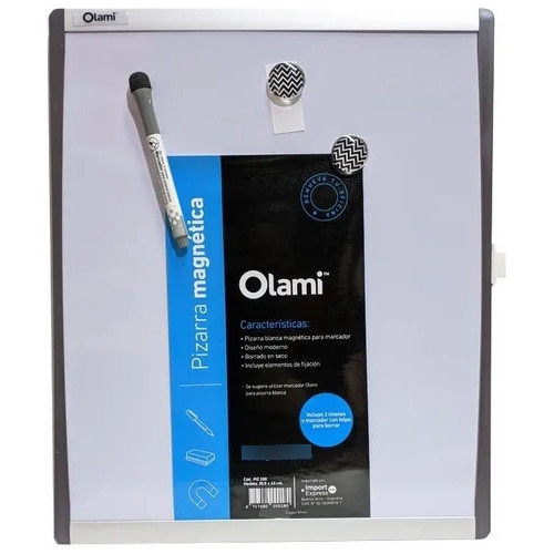 Pizarra Blanca Magnetica Olami 43x58 Cm + Imanes + Marcador 1