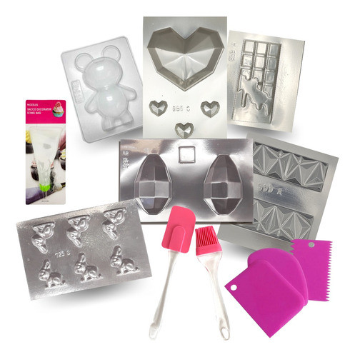 Combo Reposteria X10 Moldes Acetato Cornet Pincel Chocolate 0