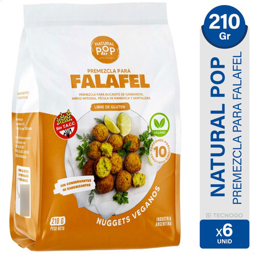 Premezcla Falafel Natural Pop Libre Gluten Sin Tacc Pack X6 0
