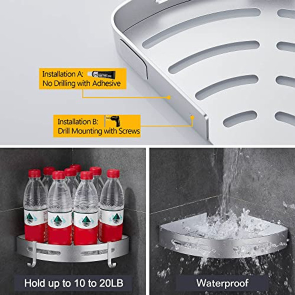 2 Estantes Esquineros De Aluminio Para Baño - Plata 1