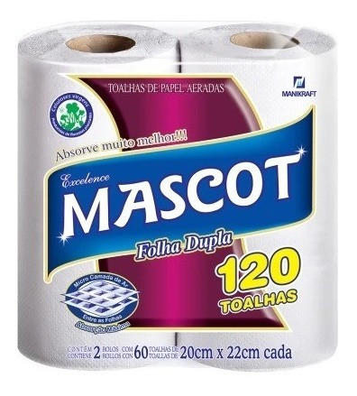 Papel Toalha Mascot Folha Dupla Branco 20x22 Cm C/32 Rolos 1