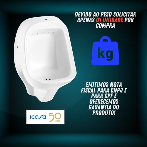 Combo Mictório Cerâmica Com Kit Instalação E Válvula Icasa 1