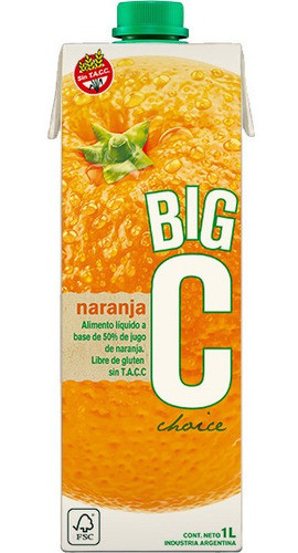 Jugo Big C Sabor Naranja Sin Tacc 1 L Caja X 12 Unids. 1