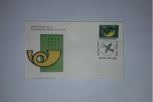 Sobre Primer Día Emisión 1975 Codificación Postal En El País 0