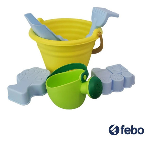 Juego De Playa Infantil Regadera Rastrillo Pala Formas Febo 1