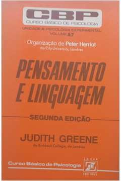 Pensamento E Linguagem De Judith Greene Pela Zahar (1981) 0