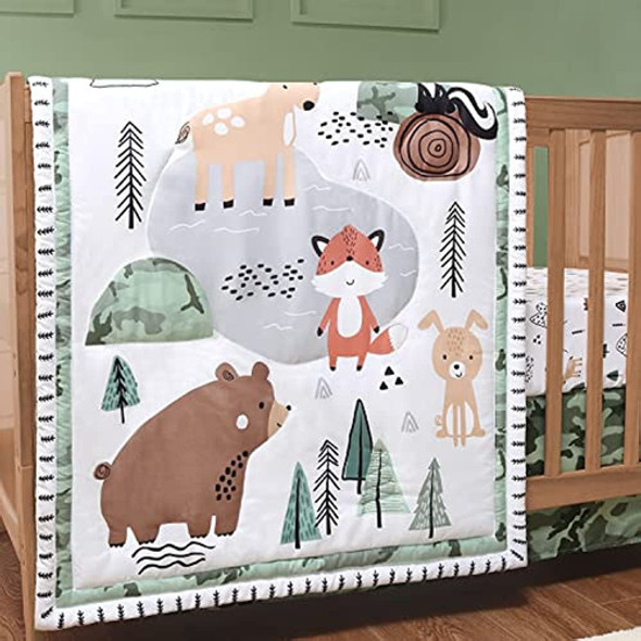 El Juego De Ropa De Cama Para Cuna Peanutshell Woodland Camo 0