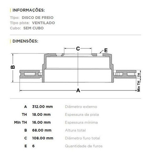 Par Disco Freio Traseiro Toyota Hilux Sw4 2.8 4.0 2016 /... 1