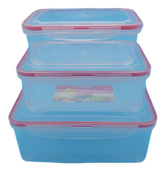 Set De 3 Caja Comida Pre Plástico Cocina Alimentos Contenedo 0