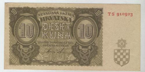 Billete De Croacia Segunda Guerra Mundial 10 K. Sin Circular 1