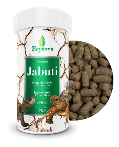 Ração Poytara Jabuti Premium Para Répteis Terrestres 75g 0