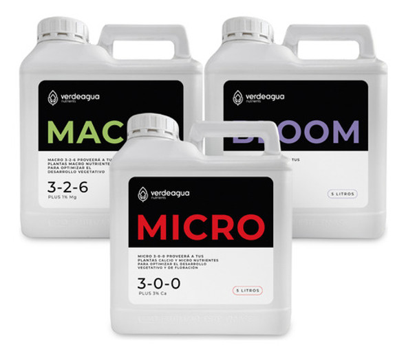 Nutrientes Hidroponía Verdeagua Combo Vege + Flora 5 Litros 0