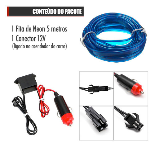 Fita Led Painel Clio 2013 Luz Interna 5m Azul Tunning 1