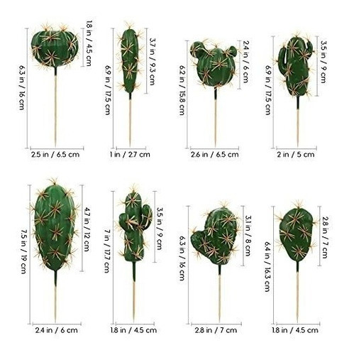 Cactus Artificiales X 8 Piezas Verdes Aspecto Realista 1