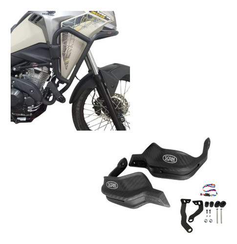 Protetor Motor Carenagem + Protetor De Mão Manete Sahara 300 0