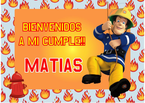 Combo Cumpleaños Sam El Bombero Impreso Y Cortado 0