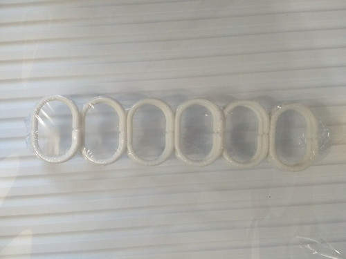 5 Pack De 12 Ganchos Argollas - Cortina Baño Plastico Blanco 0