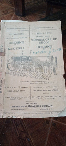 Catalogo Antiguo Sembradora De Discos Deering 0