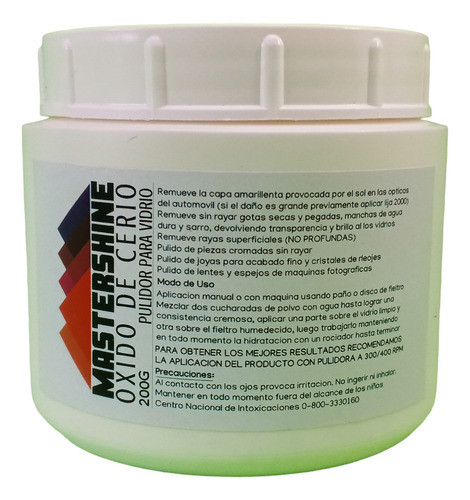 Óxido Cerio Pulidor Vidrios Parabrisas Opticas Mampara 200g 0
