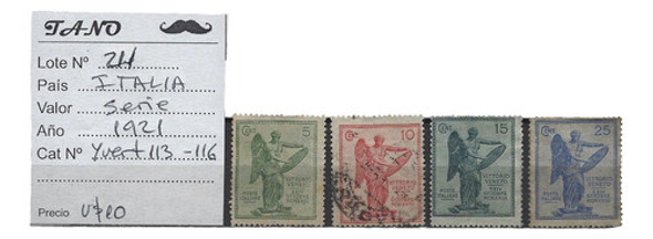 Lote211 Italia Serie Estampillas Año 1921 Yvert# 113-116 0