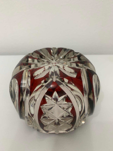 Cenicero De Cristal Rubí Tallado: Circunferencia Total 12 Cm 1
