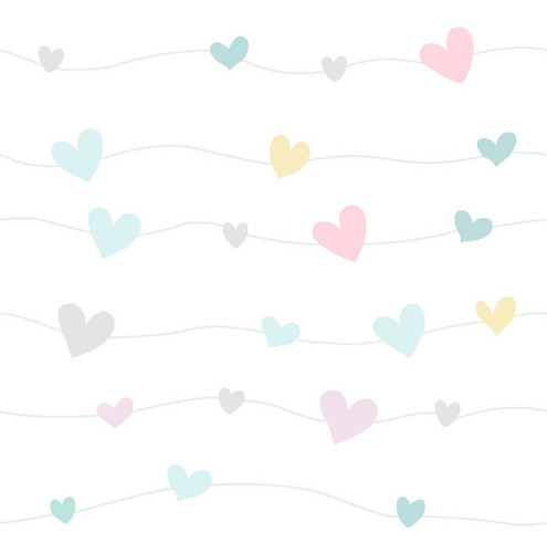 Papel De Parede Infantil Corações Coloridos 3m X 0,50m 1