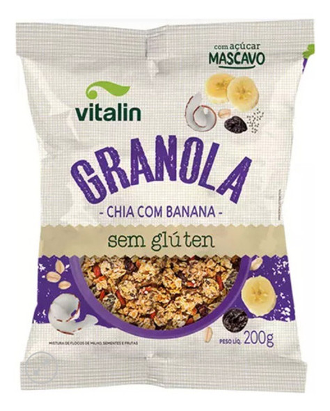 Kit 12 X Granola Chia Com Banana Integral Vitalin 200g 1