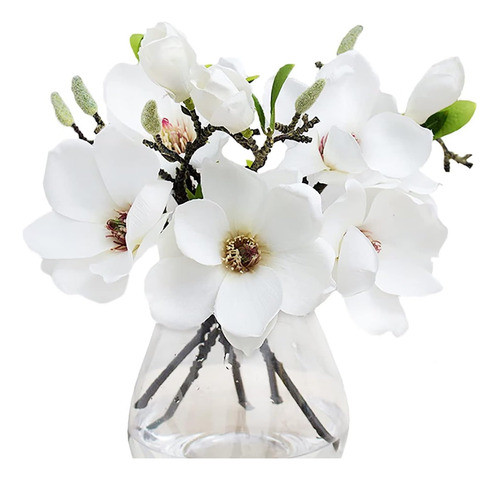 Emivery Paquete 5 Flores Magnolia Artificiales Magnolia Seda 0