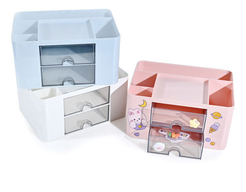 Caja Organizadora Escritorio 2 Cajones Rosado - Goldin Papel 0