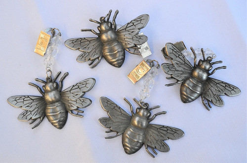 8 Pesas Para Mantel Abeja Metal Plata Envejecido 1