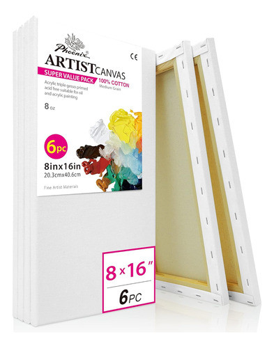 Lienzo De Canvas Blanco Estirado 20x40 Cm, Triples Capas 0