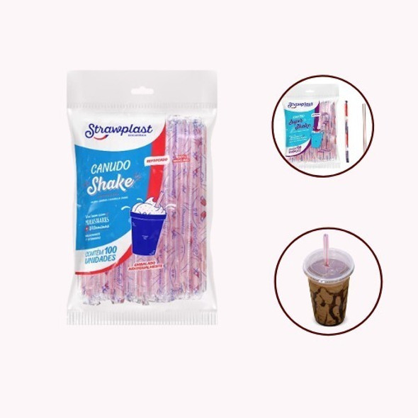 Canudo Para Milk Shake Strawplast - 100 Unidades 0