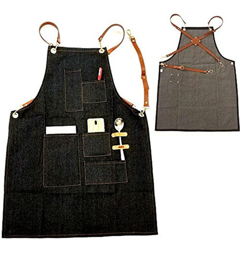 Delantal De Vaquero De Alta Calidad Babero Correas De Cuero 0