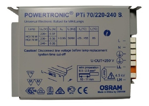 Balasto Osram Powertronic Pti 70w 220v Para Hci 70w Hqi 70w 0