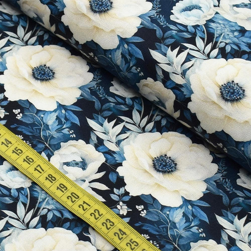 Tecido Estampado Para Patchwork - Devaneio Floral Azul 2 (0, 0