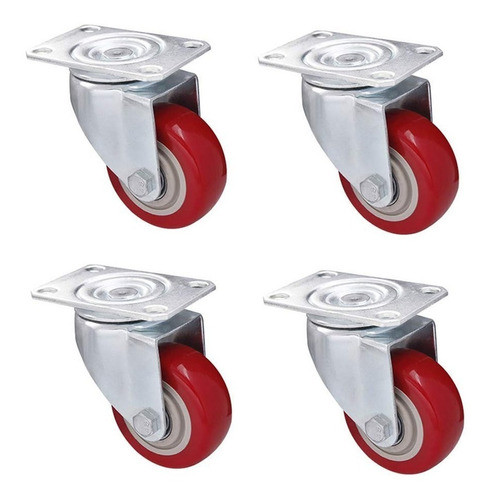 Rueda Roja 2 1/2 ¨ Plastica Con Base Metalica Fc 1