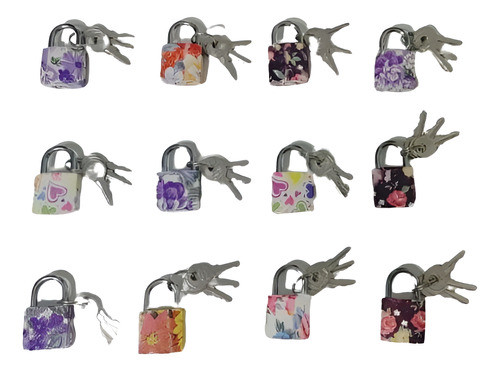 Candado 25 Mm Floreado X 12 Unidades,set Candado Para Valija 0