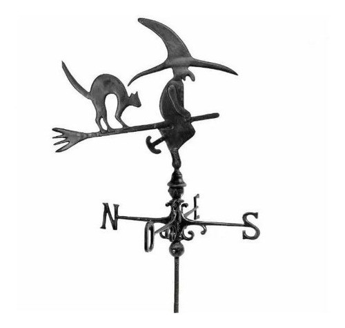 Veleta Rosa De Los Vientos Modelo Bruja Con Gato Aluminio 0