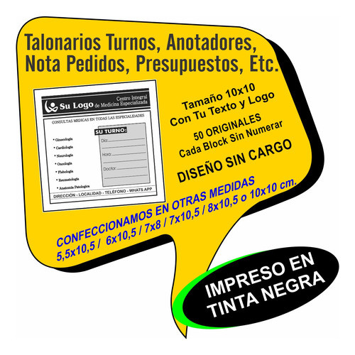 10 Block Taco Publicitario, Turnos, Anotador Personalizados! 1